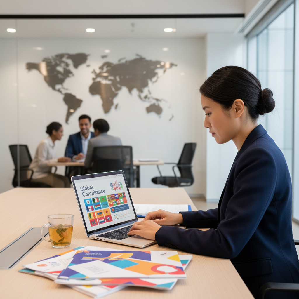 Spécialiste RH vérifiant la conformité des travailleurs internationaux.
